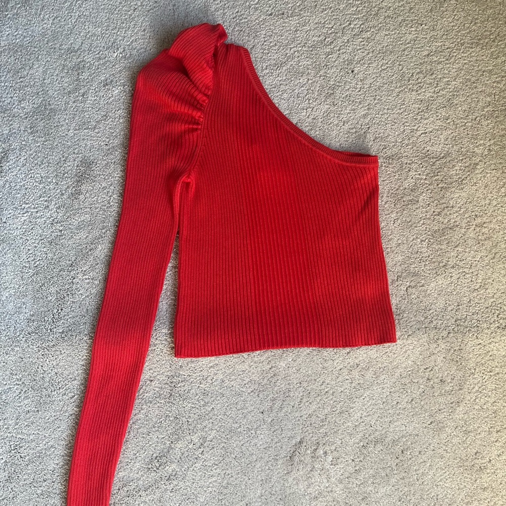 Ruby and Jenna One Shoulder Top Red